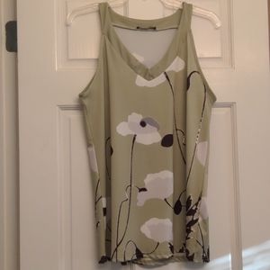 Green floral sleeveless blouse